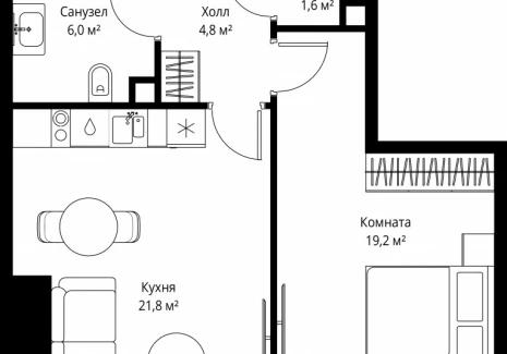 1-комнатная квартира - 1-й Красногвардейский проезд, 13 / ЖК ОНЕ - фото 1