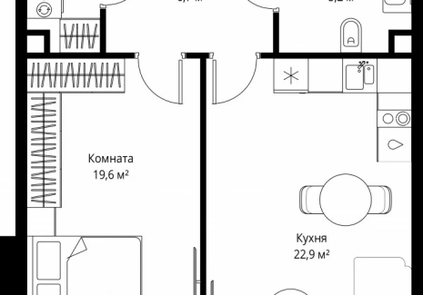 1-комнатная квартира - 1-й Красногвардейский проезд, 13 / ЖК ОНЕ - фото 1