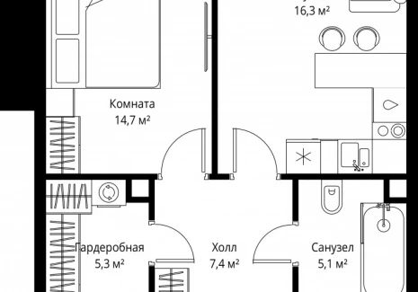 1-комнатная квартира - 1-й Красногвардейский проезд, 13 / ЖК ОНЕ - фото 1