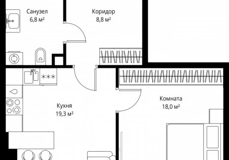 1-комнатная квартира - 1-й Красногвардейский проезд, 13 / ЖК ОНЕ - фото 1