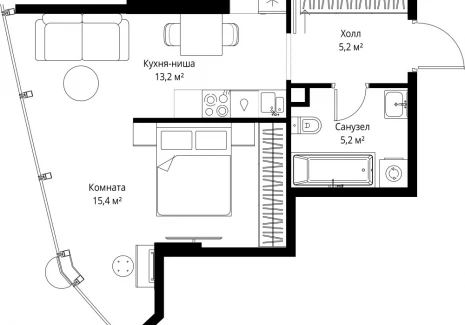 1-комнатная квартира - 1-й Красногвардейский проезд, 13 / ЖК ОНЕ - фото 1