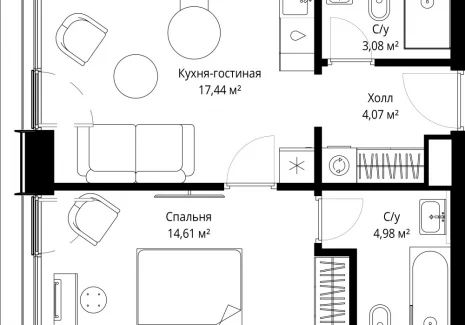 1-комнатная квартира - Волоколамское шоссе, 97 / ЖК Сити Бэй - фото 1