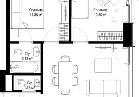 2-комнатная квартира - Волоколамское шоссе, 97 / ЖК Сити Бэй - фото 1