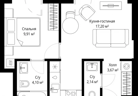 1-комнатная квартира - Волоколамское шоссе, 97 / ЖК Сити Бэй - фото 1