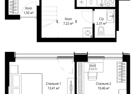 2-комнатная квартира - Волоколамское шоссе, 97 / ЖК Сити Бэй - фото 1
