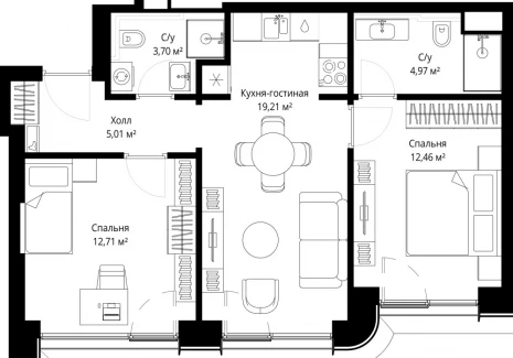 2-комнатная квартира - Волоколамское шоссе, 97 / ЖК Сити Бэй - фото 1