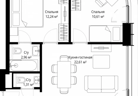 2-комнатная квартира - Волоколамское шоссе, 97 / ЖК Сити Бэй - фото 1