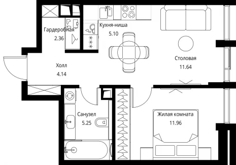 1-комнатная квартира - Волоколамское шоссе, 95с2 / ЖК Сити Бэй - фото 1