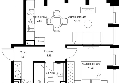 1-комнатная квартира - Волоколамское шоссе, 95с2 / ЖК Сити Бэй - фото 1
