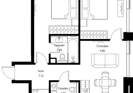 2-комнатная квартира - Волоколамское шоссе, 95с2 / ЖК Сити Бэй - фото 1