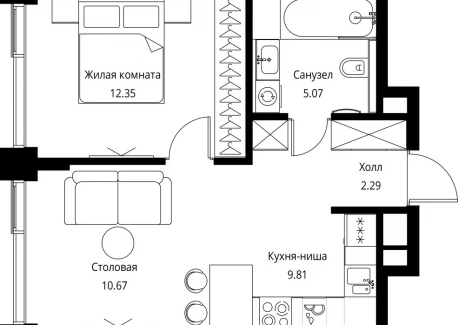 1-комнатная квартира - Волоколамское шоссе, 95с2 / ЖК Сити Бэй - фото 1