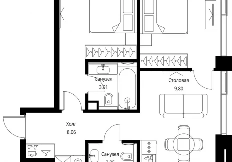 2-комнатная квартира - Волоколамское шоссе, 95с2 / ЖК Сити Бэй - фото 1
