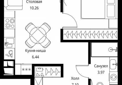 1-комнатная квартира - Волоколамское шоссе, 95с2 / ЖК Сити Бэй - фото 1