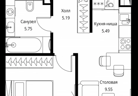 1-комнатная квартира - Волоколамское шоссе, 95с2 / ЖК Сити Бэй - фото 1