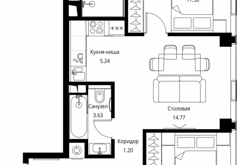 2-комнатная квартира - Волоколамское шоссе, 95с2 / ЖК Сити Бэй - фото 1