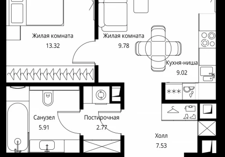 1-комнатная квартира - Волоколамское шоссе, 95с2 / ЖК Сити Бэй - фото 1