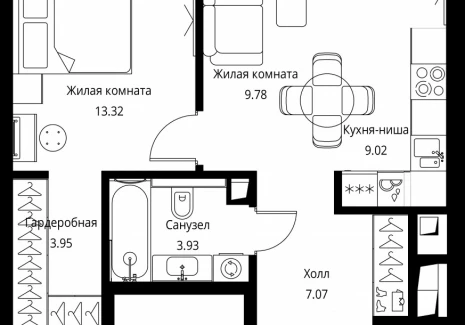 1-комнатная квартира - Волоколамское шоссе, 95с2 / ЖК Сити Бэй - фото 1