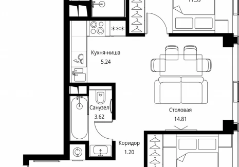 2-комнатная квартира - Волоколамское шоссе, 95с2 / ЖК Сити Бэй - фото 1