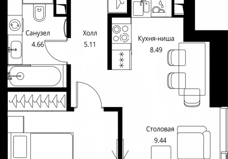 1-комнатная квартира - Волоколамское шоссе, 95с2 / ЖК Сити Бэй - фото 1