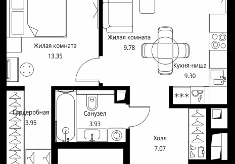 1-комнатная квартира - Волоколамское шоссе, 95с2 / ЖК Сити Бэй - фото 1
