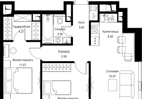 2-комнатная квартира - Волоколамское шоссе, 95с2 / ЖК Сити Бэй - фото 1