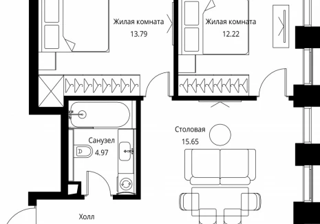 2-комнатная квартира - Волоколамское шоссе, 95с2 / ЖК Сити Бэй - фото 1