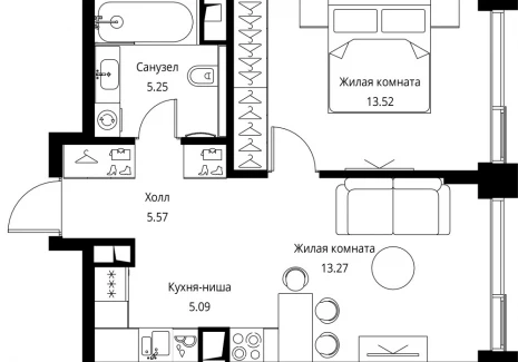 1-комнатная квартира - Волоколамское шоссе, 95с2 / ЖК Сити Бэй - фото 1