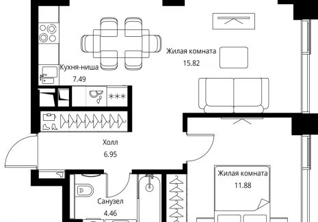 1-комнатная квартира - Волоколамское шоссе, 95с2 / ЖК Сити Бэй - фото 1