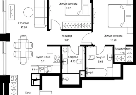 2-комнатная квартира - Волоколамское шоссе, 95с2 / ЖК Сити Бэй - фото 1