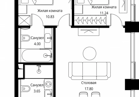 2-комнатная квартира - Волоколамское шоссе, 95с2 / ЖК Сити Бэй - фото 1