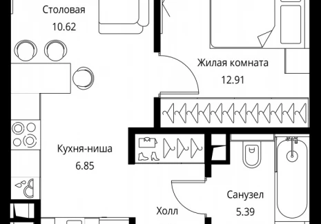 1-комнатная квартира - Волоколамское шоссе, 95с2 / ЖК Сити Бэй - фото 1
