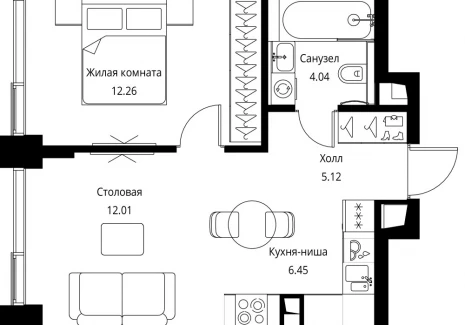 1-комнатная квартира - Волоколамское шоссе, 95с2 / ЖК Сити Бэй - фото 1