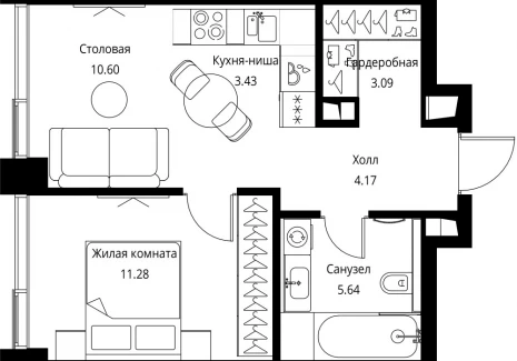 1-комнатная квартира - Волоколамское шоссе, 95с2 / ЖК Сити Бэй - фото 1