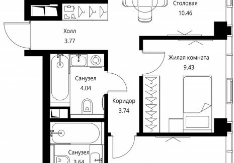 2-комнатная квартира - Волоколамское шоссе, 95с2 / ЖК Сити Бэй - фото 1