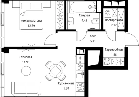 1-комнатная квартира - Волоколамское шоссе, 95с2 / ЖК Сити Бэй - фото 1