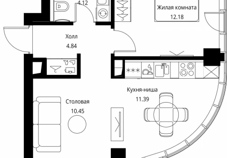 1-комнатная квартира - Волоколамское шоссе, 95с2 / ЖК Сити Бэй - фото 1