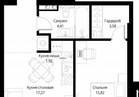 1-комнатная квартира - корпус Клиф, 3 / ЖК Сити Бэй - фото 1