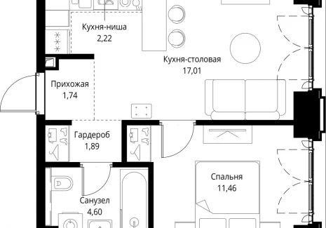 1-комнатная квартира - квартал Клиф, 5 / ЖК Сити Бэй - фото 1