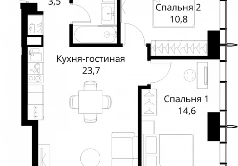 2-комнатная квартира - Волоколамское шоссе, 95/2 / ЖК Сити Бэй - фото 1