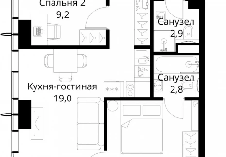 2-комнатная квартира - Волоколамское шоссе, 95/2 / ЖК Сити Бэй - фото 1