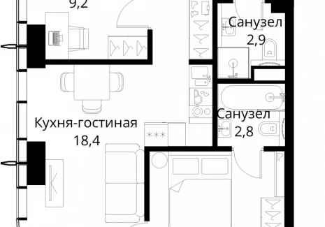 2-комнатная квартира - Волоколамское шоссе, 95/2 / ЖК Сити Бэй - фото 1