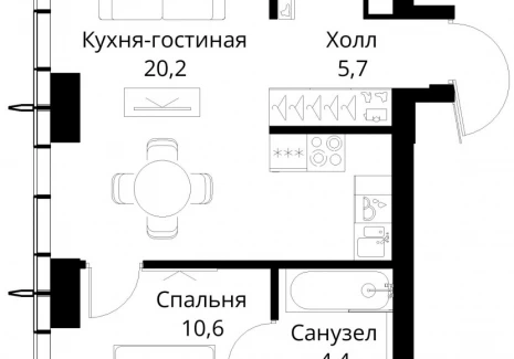 1-комнатная квартира - Волоколамское шоссе, 95/2 / ЖК Сити Бэй - фото 1