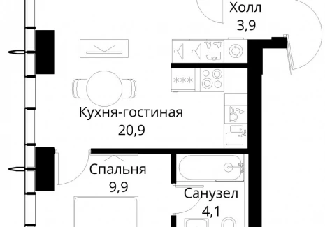 1-комнатная квартира - Волоколамское шоссе, 95/2 / ЖК Сити Бэй - фото 1