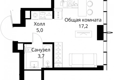 1-комнатная квартира - Волоколамское шоссе, 95/2 / ЖК Сити Бэй - фото 1