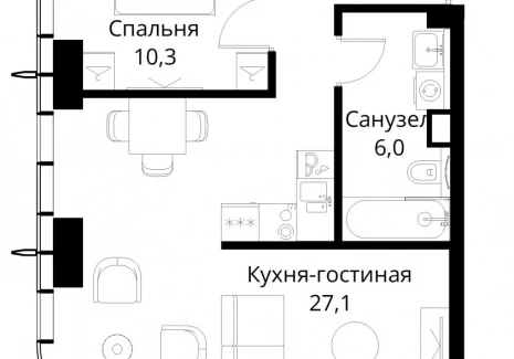 1-комнатная квартира - Волоколамское шоссе, 95/2 / ЖК Сити Бэй - фото 1