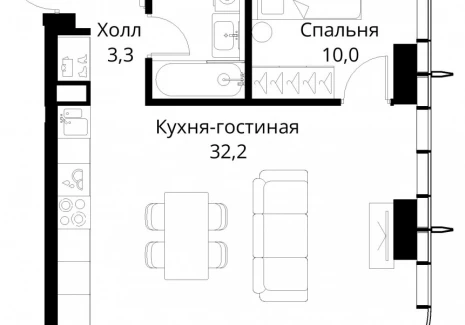 1-комнатная квартира - Волоколамское шоссе, 95/2 / ЖК Сити Бэй - фото 1