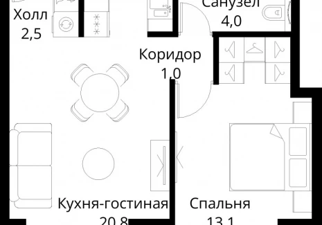 1-комнатная квартира - Волоколамское шоссе, 95/2 / ЖК Сити Бэй - фото 1