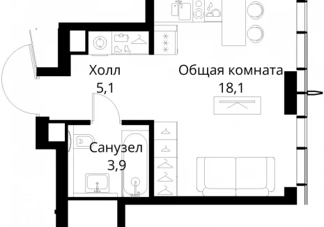1-комнатная квартира - Волоколамское шоссе, 95/2 / ЖК Сити Бэй - фото 1