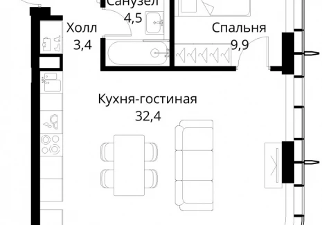 1-комнатная квартира - Волоколамское шоссе, 95/2 / ЖК Сити Бэй - фото 1