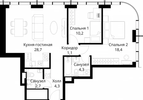 2-комнатная квартира - Волоколамское шоссе, 95/2 / ЖК Сити Бэй - фото 1
